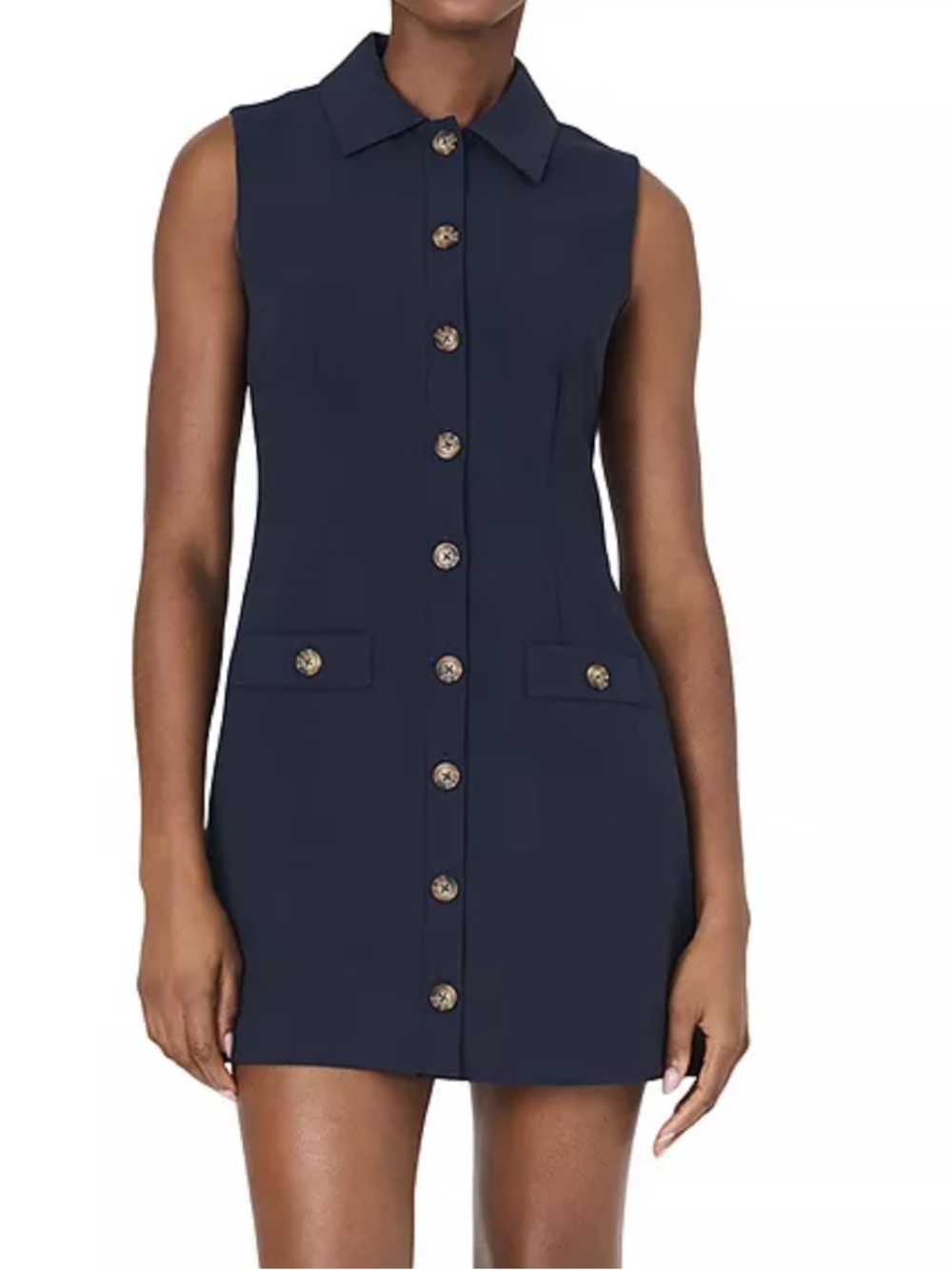 French Connection Azra Button Front Dress Sleeveless Navy Women’s 6